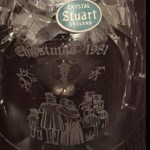 Vintage Stuart Crystal Etched Christmas 1981 Bell